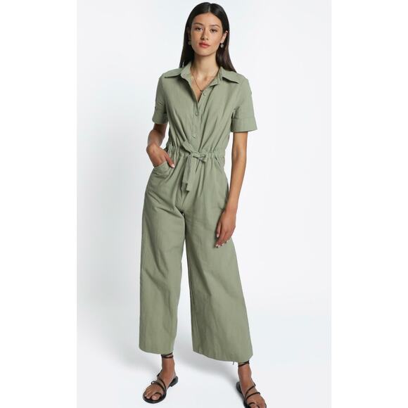Showpo Marinie Khaki Green Belted Cargo Jumpsuit Utility Romper NWT US 6 - Picture 2 of 12